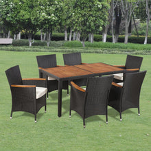 9 Piece Outdoor Dining Set with Cushions Poly Rattan